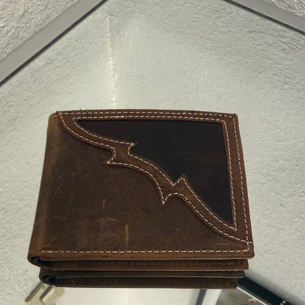American Bison Men's Genuine Cowhide Brown ALL Leather Bi-Fold Wallet brand new
